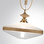 Подвесной светильник с плоским прозрачным плафоном и декоративной вставкой из текстурного камня Tectona  варинант исполнения - 6 | Loft Concept в Ростове-на-Дону