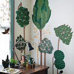 Обои с вышивкой ручной работы Mughal Trees Original colourway on linen варинант исполнения - 1 | Loft Concept в Ростове-на-Дону