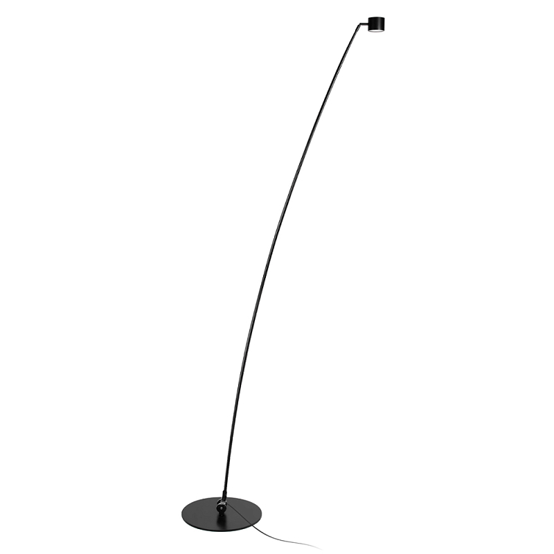 Торшер с изогнутой черной металлической стойкой и цилиндрическим плафоном Davide Groppi Черный в Ростове-на-Дону | Loft Concept 