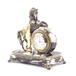 Часы настольные бронзовые с декором в виде коня Horse Stone Clock варинант исполнения - 8 | Loft Concept в Ростове-на-Дону