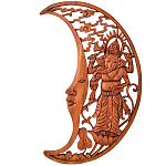 Панно из дерева Ганеша и месяц Panel With Animals варинант исполнения - 1 | Loft Concept в Ростове-на-Дону