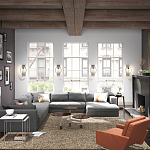 Бра цвета хром с круглой рамой и цилиндрическим прозрачным стеклянным плафоном на прямоугольном основании Feiss варинант исполнения - 4 | Loft Concept в Ростове-на-Дону