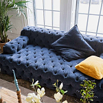 Трехместный диван темно-синий Campion Deep Blue Sofa варинант исполнения - 5 | Loft Concept в Ростове-на-Дону