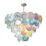 Люстра с каскадом из круглых разноцветных стеклянных дисков Mother of Pearl Iridescence варинант исполнения - 2 | Loft Concept в Ростове-на-Дону