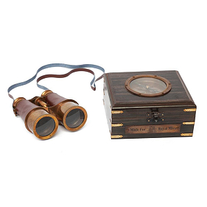 Винтажный бинокль в подарочной коробке Victorian Era Brass Binoculars