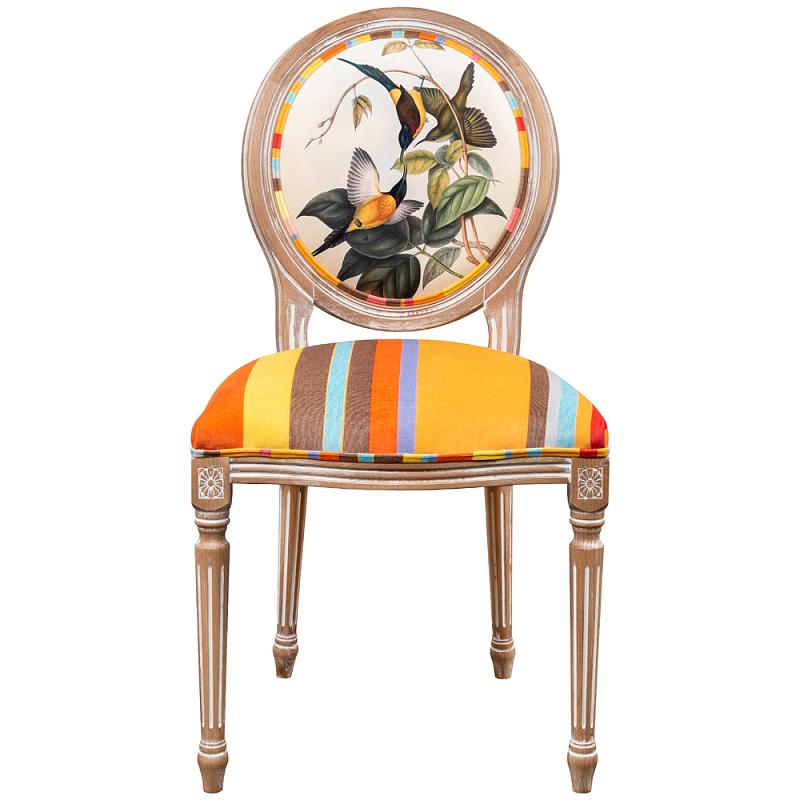              Blooming Birds Colorful Stripes Chair     -- | Loft Concept 