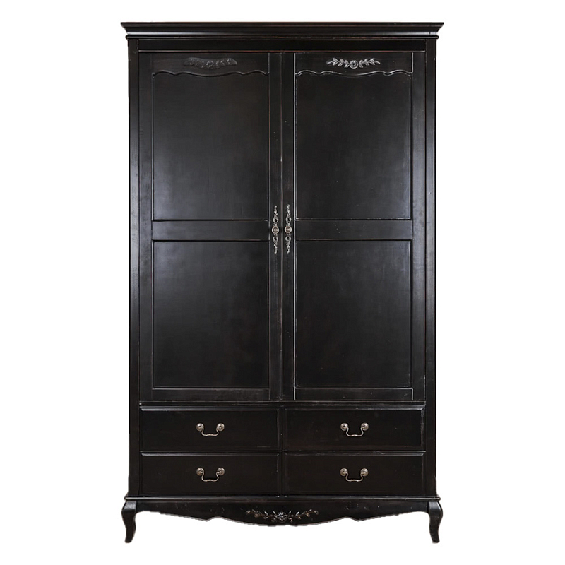 Шкаф черный с 4-мя ящиками и 2-мя дверцами в стиле Прованс Vintage Черный в Ростове-на-Дону | Loft Concept 