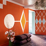 Обои ручная роспись Chez Nina by India Mahdavi Lantana colourway on Arancio dyed silk варинант исполнения - 1 | Loft Concept в Ростове-на-Дону