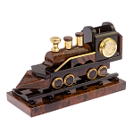 Часы настольные в виде паровоза из натурального камня Обсидиан Train Stone Clock варинант исполнения - 5 | Loft Concept в Ростове-на-Дону