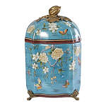 Ваза голубая с крышкой и цветочным узором Genuine Chinese Classics варинант исполнения - 1 | Loft Concept в Ростове-на-Дону