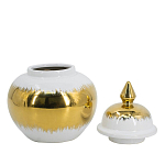 Ваза белая с крышкой и золотистыми фрагментами 24 см Chinoiserie Ceramics варинант исполнения - 2 | Loft Concept в Ростове-на-Дону