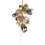 Люстра подвесная вытянутой формы с плафонами из стекла и металла с тремя вертикальными подвесками Gilded Mirage  варинант исполнения - 8 | Loft Concept в Ростове-на-Дону