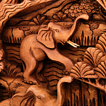 Панно из дерева пять слонов Panel With Animals варинант исполнения - 3 | Loft Concept в Ростове-на-Дону