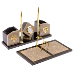 Настольный письменный набор из бежевого мрамора с часами Marble Accessory варинант исполнения - 2 | Loft Concept в Ростове-на-Дону