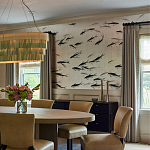 Обои ручная роспись Fishes Blue Pearl on Tarnished Silver gilded silk with pearlescent antiquing варинант исполнения - 3 | Loft Concept в Ростове-на-Дону