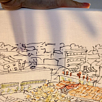 Настольная лампа с принтом на белом тканевом абажуре Roof Garden Lamp варинант исполнения - 2 | Loft Concept в Ростове-на-Дону