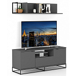 ТВ-тумба цвета графит с  2-мя дверцами и ящиком Strict Lines варинант исполнения - 6 | Loft Concept в Ростове-на-Дону