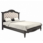 Кровать черная из массива бука с основанием и мягким изголовьем Black Provence варинант исполнения - 1 | Loft Concept в Ростове-на-Дону