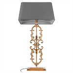 Настольная лампа на ажурном чугунном основании с тканевым серым абажуром Openwork Lamp варинант исполнения - 3 | Loft Concept в Ростове-на-Дону