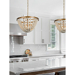 Люстра с подвесками в виде круглых деревянных белых бусин White Wooden Beads Chandelier варинант исполнения - 1 | Loft Concept в Ростове-на-Дону