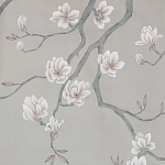 Обои ручная роспись Magnolia Canopy Original Colourway on Oyster Shell metallic silk варинант исполнения - 1 | Loft Concept в Ростове-на-Дону