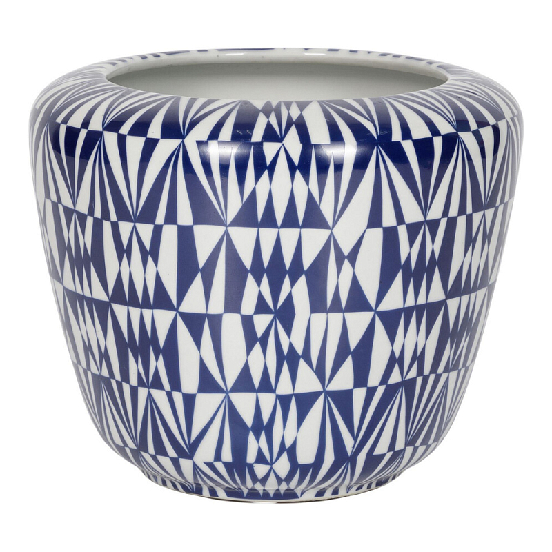 Кашпо с орнаментом в сочетании белого и синего цвета Artistic Flowerpot Синий Белый в Ростове-на-Дону | Loft Concept 