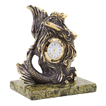 Часы настольные бронзовые в виде русалочки из натурального камня Змеевик Mermaid Stone Clock варинант исполнения - 3 | Loft Concept в Ростове-на-Дону