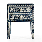 Тумбочка прикроватная White Pearl BEDSIDE CABINET 2 blue DRAWER варинант исполнения - 1 | Loft Concept в Ростове-на-Дону