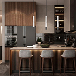 Подвесной светильник с узким цилиндрическим плафоном и черным металлическим декором Concrete Pipe варинант исполнения - 14 | Loft Concept в Ростове-на-Дону