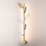 Бра с золотистой вертикальной трубкой и декоративными прозрачными листьями из стекла Sylva  варинант исполнения - 3 | Loft Concept в Ростове-на-Дону