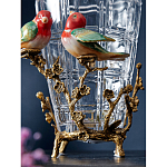 Ваза стеклянная прозрачная с бронзовым основанием в виде ветвей и фарфоровыми птичками Eden Garden варинант исполнения - 5 | Loft Concept в Ростове-на-Дону