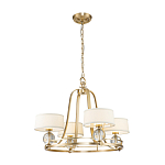 Люстра цвета латунь с 4-мя тканевыми абажурами и стеклянными шарами Quoizel варинант исполнения - 2 | Loft Concept в Ростове-на-Дону