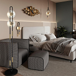 Торшер с 2-мя прозрачными стеклянными плафонами и золотистыми декоративными вставками Virelia варинант исполнения - 2 | Loft Concept в Ростове-на-Дону