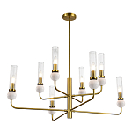 Люстра с 8-ю плафонами в форме стеклянных трубок и мраморных декоративных элементов Montreal варинант исполнения - 9 | Loft Concept в Ростове-на-Дону