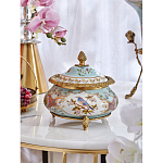 Шкатулка с крышкой из голубого фарфора с риунком птиц и цветов Blue Garden варинант исполнения - 3 | Loft Concept в Ростове-на-Дону