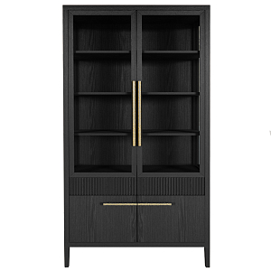 Витрина Primo со стеклянными фасадами и буфетом шпон Черный дуб