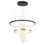 Люстра подвесная с 2-мя круглыми подвесами в черном и золотистом цвете и вертикальными подвесками Ring Horizontal варинант исполнения - 2 | Loft Concept в Ростове-на-Дону