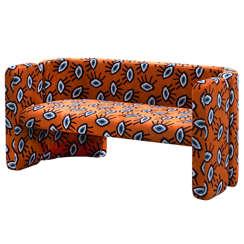 Акцентный Двухместный Диван Leela Оранжевый Орнамент Оранжевый в Ростове-на-Дону | Loft Concept 