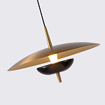 Подвесной светильник с золотым металлическим плафоном округлой формы и декоративным элементом из чёрного мрамора Midnight Grace  варинант исполнения - 2 | Loft Concept в Ростове-на-Дону