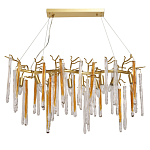 Люстра линейная золотого цвета с декоративными ветвями и длинными стеклянными подвесками в форме сосулек Droplet Chandelier варинант исполнения - 1 | Loft Concept в Ростове-на-Дону