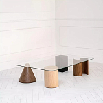 Дизайнерский журнальный стол с прозрачной столешницей и ножками в форме геометрических фигур Pytusin варинант исполнения - 1 | Loft Concept в Ростове-на-Дону