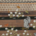 Обои ручная роспись The Art of Learning and Steps for the Flowers by Teo Yang Special Colourway on purple painted Xuan paper варинант исполнения - 2 | Loft Concept в Ростове-на-Дону