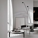 Торшер с изогнутой черной металлической стойкой и цилиндрическим плафоном Davide Groppi варинант исполнения - 7 | Loft Concept в Ростове-на-Дону