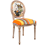 Стул бежевый в разноцветную полоску из натурального бука с изображением птиц и цветов Blooming Birds Colorful Stripes Chair варинант исполнения - 2 | Loft Concept в Ростове-на-Дону