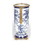 Ваза с бронзовыми ручками и синим цветочным узором Blue & White Ornament варинант исполнения - 3 | Loft Concept в Ростове-на-Дону