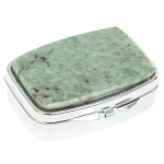 Таблетница карманная прямоугольная с 2-мя отделениями с зеркалом и накладкой из натурального камня Жадеит Silver Stone Pillboxes варинант исполнения - 1 | Loft Concept в Ростове-на-Дону