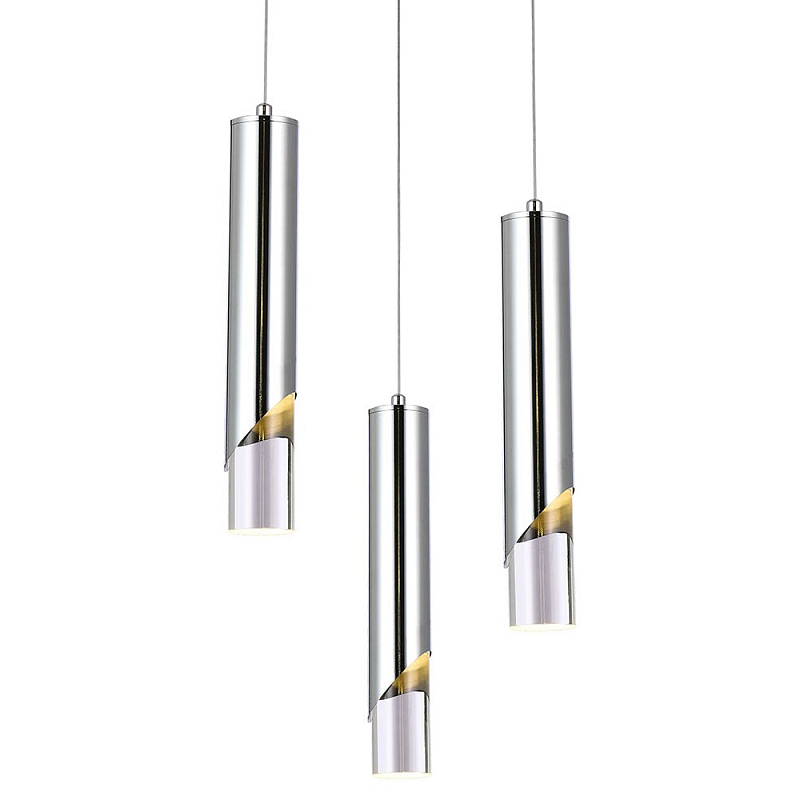   Metal Acrylic Tube Trio Chrome Hanging Lamp    -- | Loft Concept 