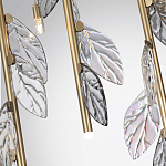 Люстра с золотистыми трубками и прозрачными стеклянными листьями на подвесах Sylva  варинант исполнения - 7 | Loft Concept в Ростове-на-Дону
