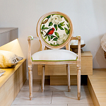 Стул с подлокотниками золотистый из бука с изображением птиц и цветов Blooming Red Birds варинант исполнения - 3 | Loft Concept в Ростове-на-Дону