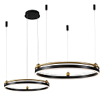 Люстра подвесная с двумя кольцами черного и золотого цвета Ring Horizontal варинант исполнения - 2 | Loft Concept в Ростове-на-Дону